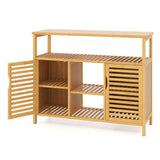 Bamboo Bathroom Cabinet with Shelves and Doors-Natural