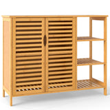 Bamboo Bathroom Cabinet 2-Door Storage Organizer with Shelves-Natural