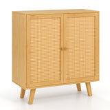 Gabinete de almacenamiento tipo bufé de bambú con puertas de ratán PE y alacena de cocina independiente - Natural