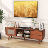 Mueble de TV de bambú para televisores de hasta 65 pulgadas
