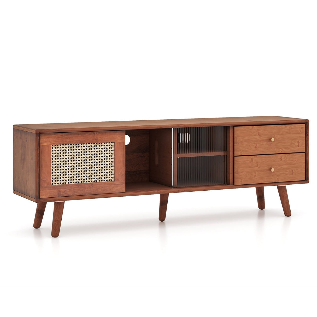 Mueble de TV de bambú para televisores de hasta 65 pulgadas