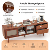 Mueble de TV de bambú para televisores de hasta 65 pulgadas