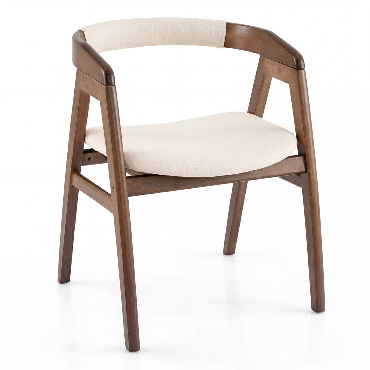 Silla de comedor de bambú para ocio con respaldo curvo y almohadillas antideslizantes para los pies - Natural