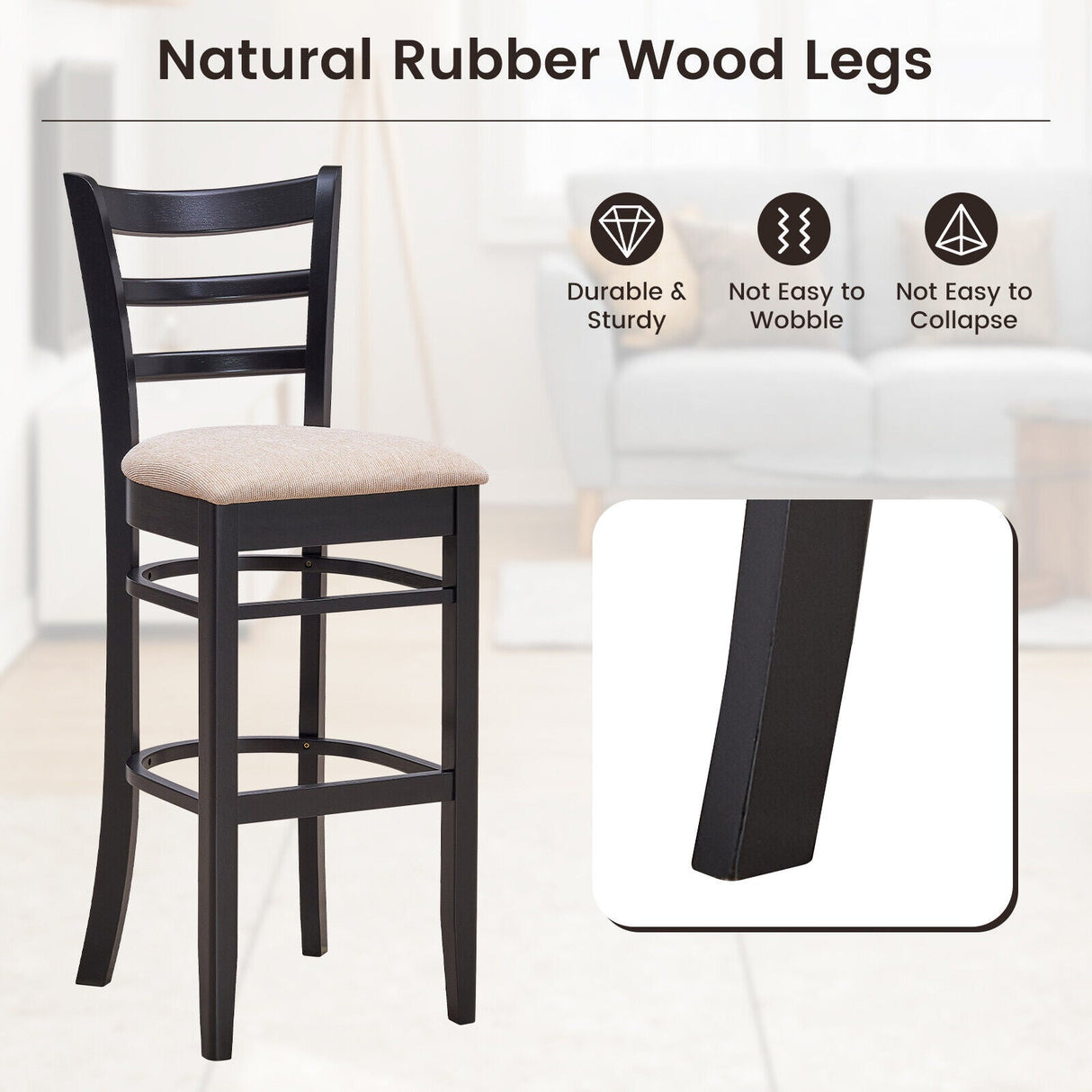 Taburetes de bar con respaldo ergonómico, cómodo reposapiés y asiento acolchado suave
