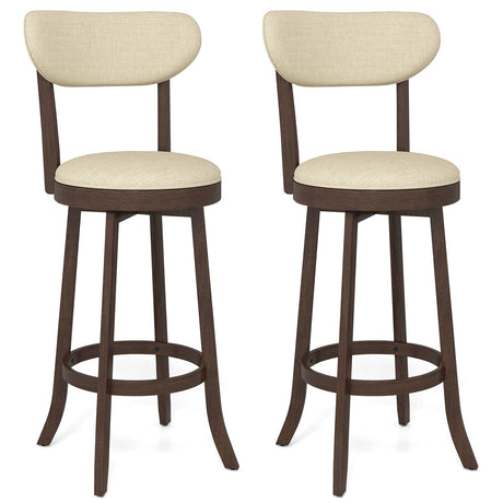 Taburetes de bar de 30.5 pulgadas, juego de 2 taburetes de bar giratorios altos con asiento y respaldo acolchados - Marrón