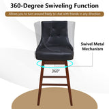 2 Pieces 29 Inch Pub Height Swivel Upholstered Bar Stools with Wood Legs-29 inches