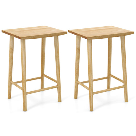 Juego de 2 taburetes de bar de 25.5 pulgadas con reposapiés - Natural