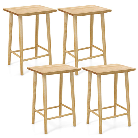 Juego de 2 taburetes de bar de 25.5 pulgadas con reposapiés - Natural