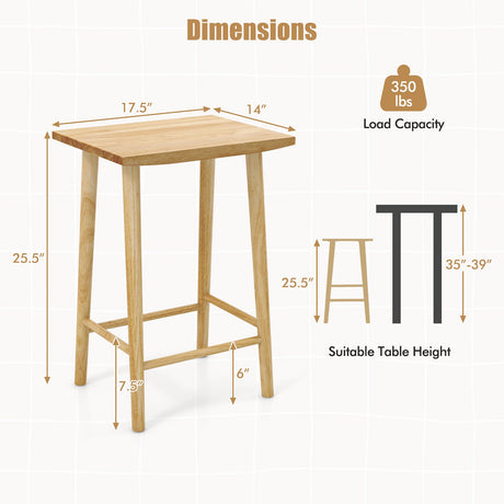 Juego de 2 taburetes de bar de 25.5 pulgadas con reposapiés - Natural