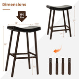 Juego de 2 taburetes de bar con asiento de silla de montar tapizado en cuero sintético y reposapiés - Marrón