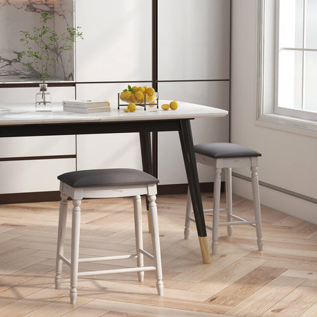 Juego de 2 taburetes de bar de 29 pulgadas con cojines de asiento acolchados y patas de madera - 29 pulgadas
