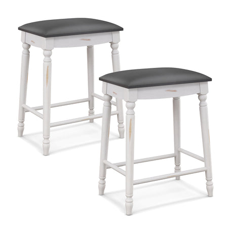 Juego de 2 taburetes de bar de 29 pulgadas con cojines de asiento acolchados y patas de madera - 29 pulgadas