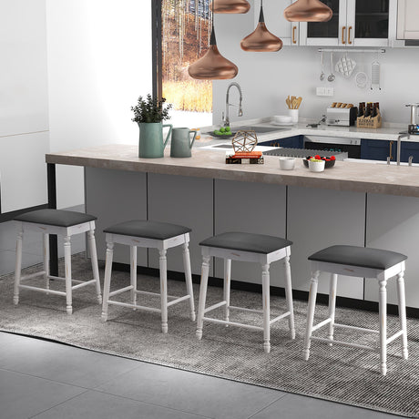 Juego de 2 taburetes de bar de 29 pulgadas con cojines de asiento acolchados y patas de madera - 29 pulgadas