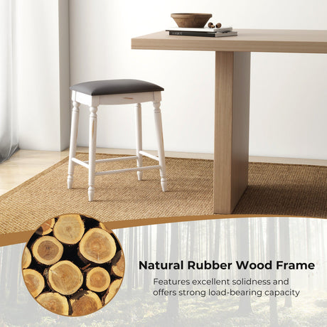 Juego de 2 taburetes de bar de 29 pulgadas con cojines de asiento acolchados y patas de madera - 29 pulgadas