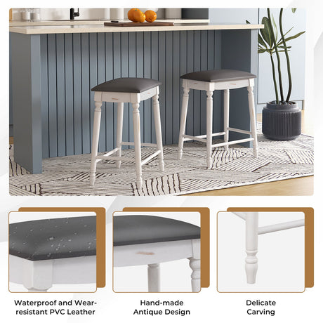 Juego de 2 taburetes de bar de 29 pulgadas con cojines de asiento acolchados y patas de madera - 29 pulgadas