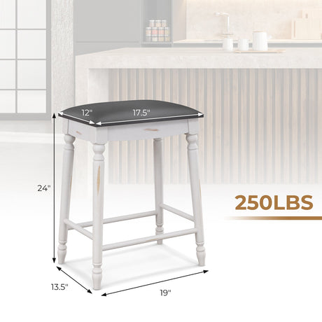 Juego de 2 taburetes de bar de 29 pulgadas con cojines de asiento acolchados y patas de madera - 29 pulgadas