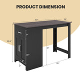 Mesa alta de bar con mueble de almacenamiento y cajón
