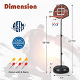 2-in-1 Height Adjustable Kids Basketball Hoop with Dart Board