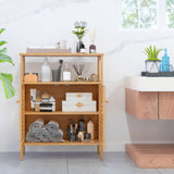 Mueble de almacenamiento de bambú para baño con puertas de persiana - Natural