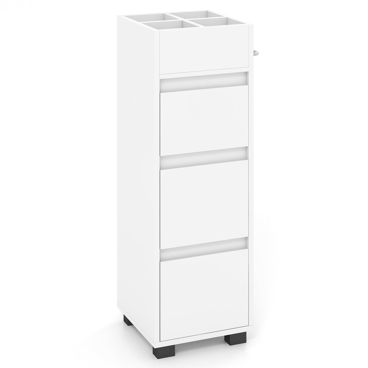 Mueble de baño con 3 cajones, 4 divisores superiores y 1 toallero - Blanco