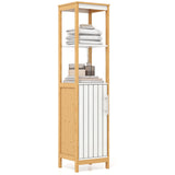 Bathroom Floor Cabinet with Door Shelves Adjustable Shelf-Natural