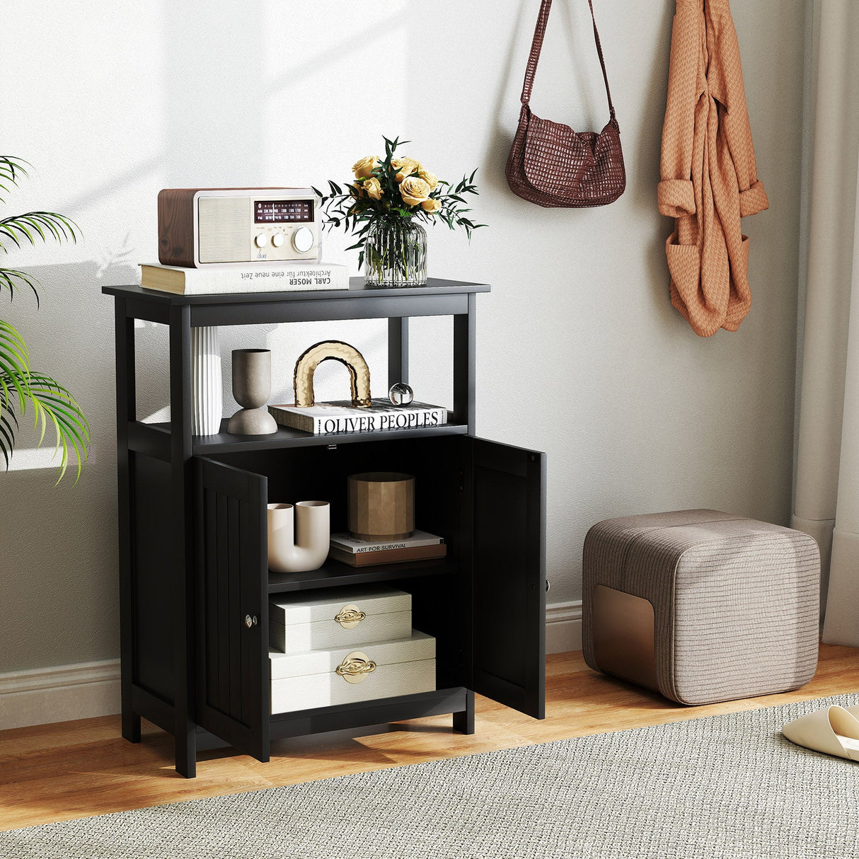 Mueble de baño de suelo con compartimento abierto
