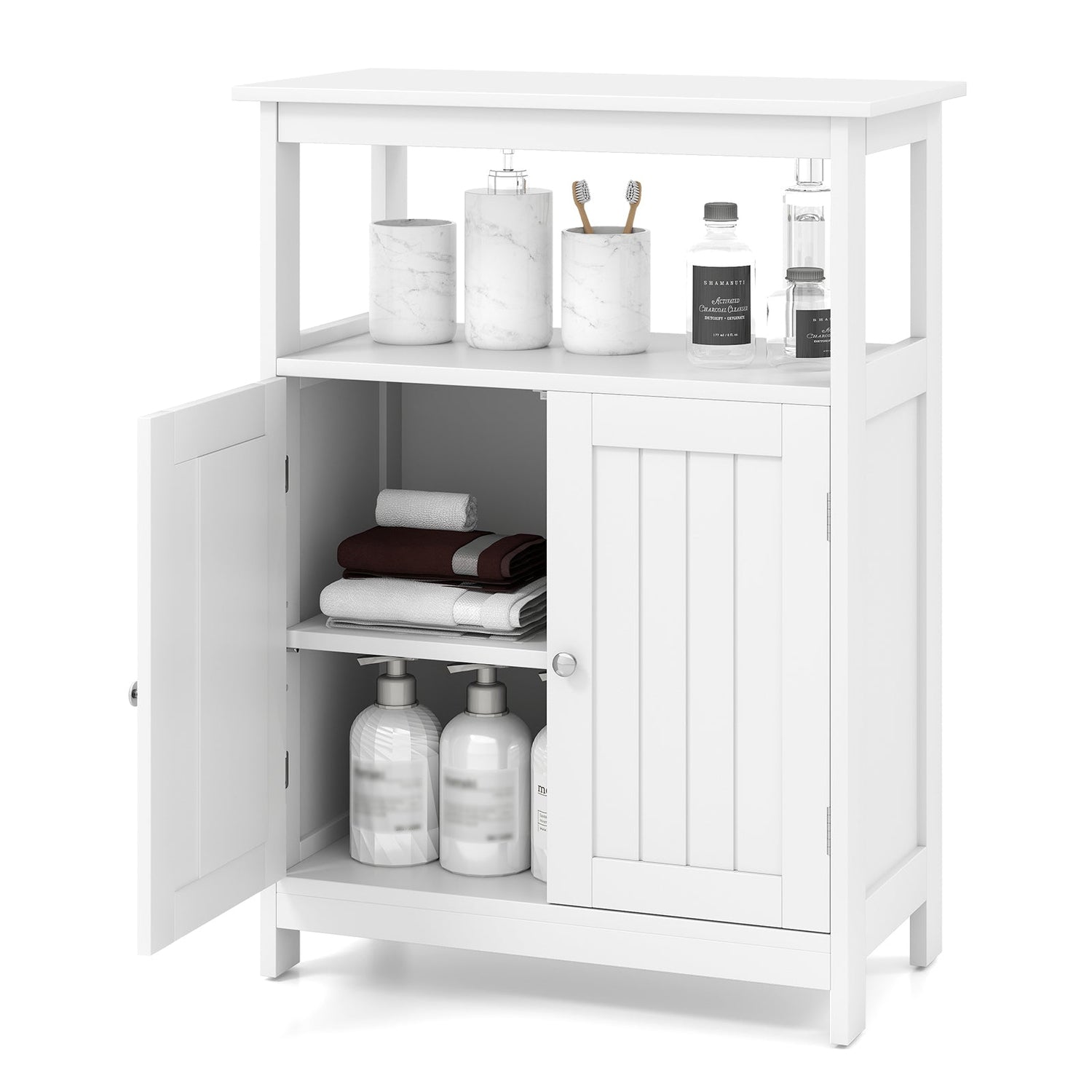 Mueble de baño de suelo con compartimento abierto