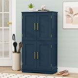 Armario de almacenamiento para baño con 4 puertas y 2 estantes ajustables - Azul