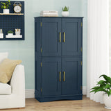 Armario de almacenamiento para baño con 4 puertas y 2 estantes ajustables - Azul