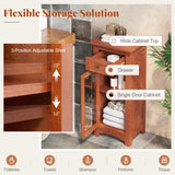 Bathroom Freestanding Storage Cabinet with Single Glass Door