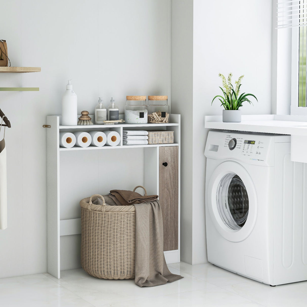 Organizador de almacenamiento de suelo para baño sobre el inodoro con estantes ajustables
