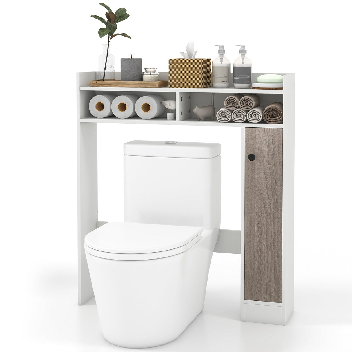 Organizador de almacenamiento de suelo para baño sobre el inodoro con estantes ajustables