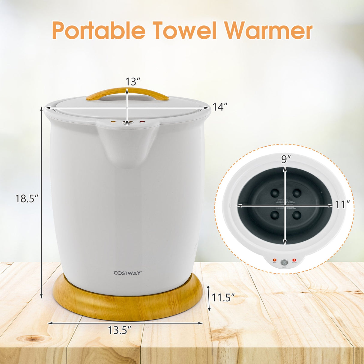 Calentador de toallas para baño tipo cubo con soporte para fragancias y apagado automático
