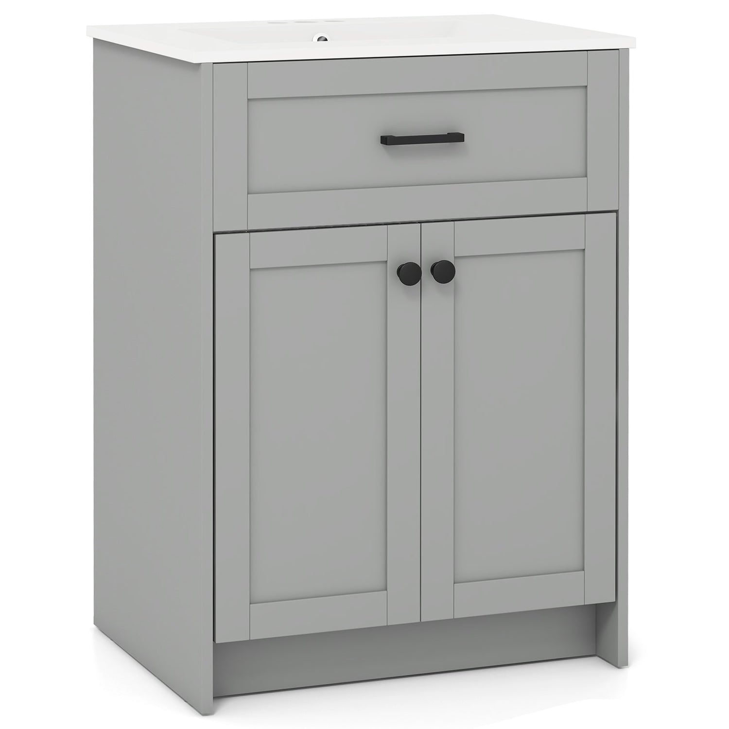 Mueble de baño con lavabo y 2 puertas - Gris