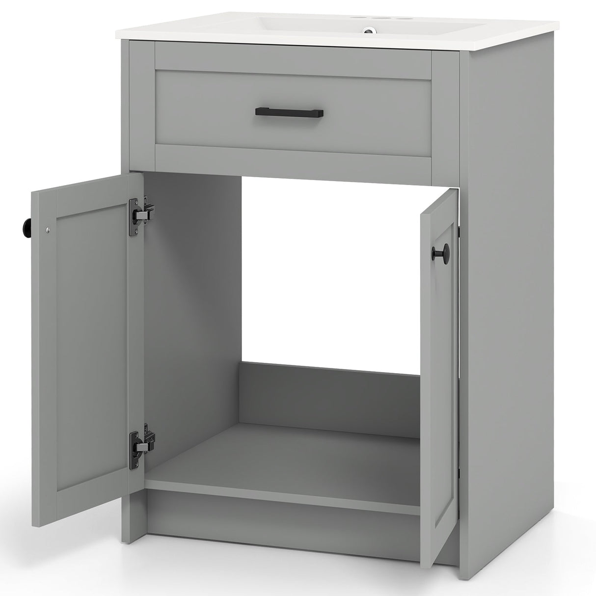 Mueble de baño con lavabo y 2 puertas - Gris