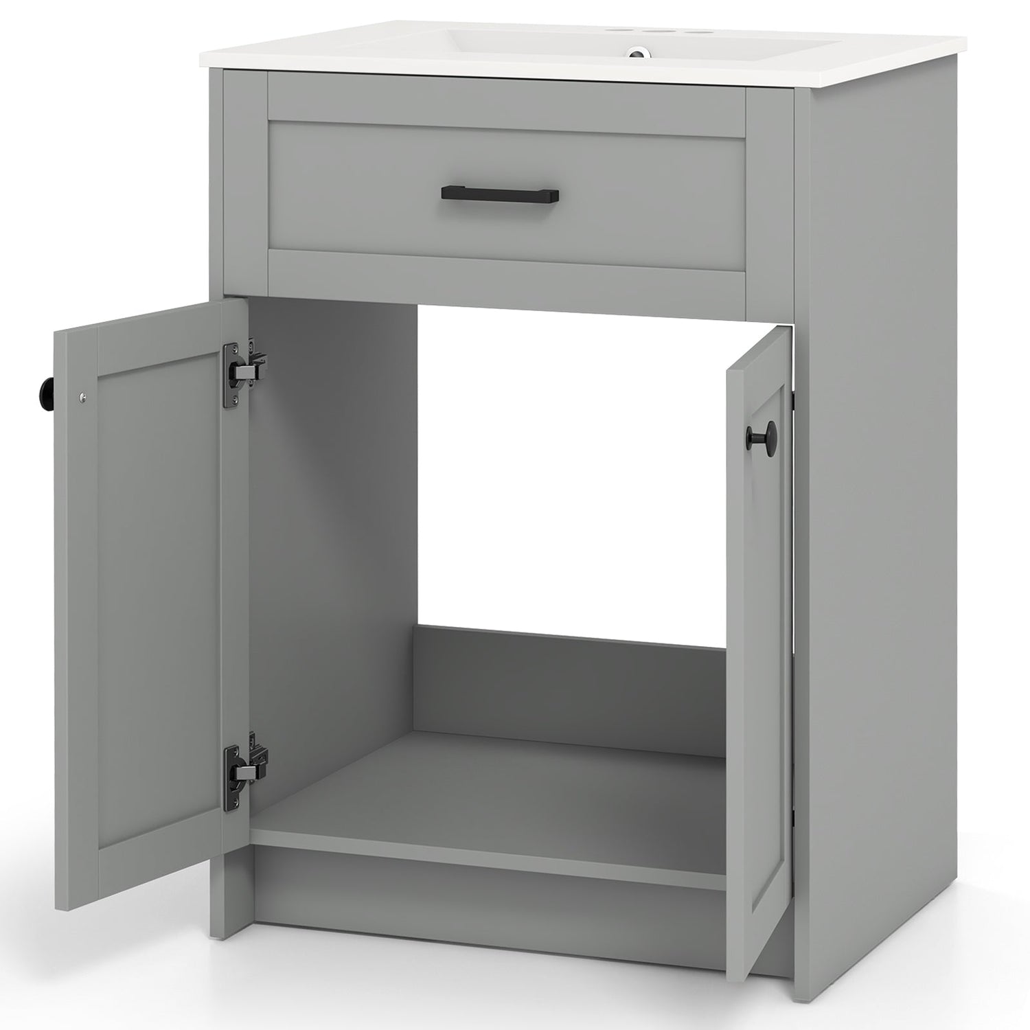Mueble de baño con lavabo y 2 puertas - Gris