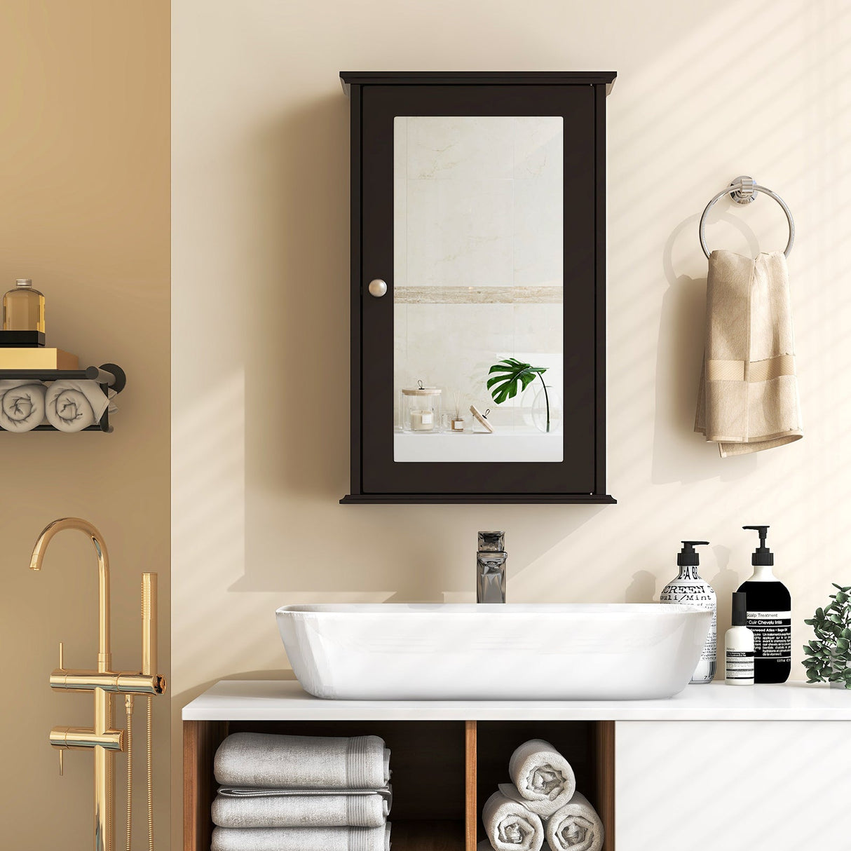 Armario de pared para baño con puerta de espejo individual