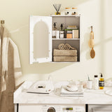 Armario de pared para baño con puerta de vidrio templado y estante ajustable - Blanco