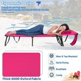 Tumbona de playa con orificio facial y almohada extraíble - Rosa