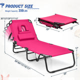 Tumbona de playa con orificio facial y almohada extraíble - Rosa