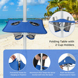 Tienda de playa con dosel con pared lateral desmontable y mesa plegable-Azul