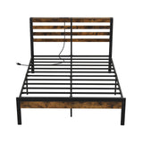 Full/Queen Size Bed Frame with Charging Station and Storage Headboard
