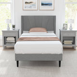 Twin/Queen Bed Frame with Linen Upholstered Wingback Headboard