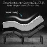 Colchón 3D de espuma viscoelástica de gel y espuma convolucionada para cama articulada