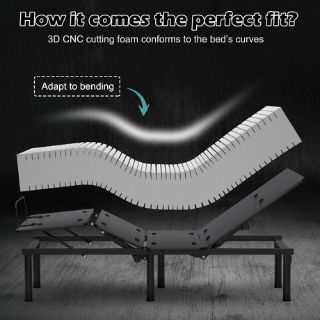 Colchón 3D de espuma viscoelástica de gel y espuma convolucionada para cama articulada