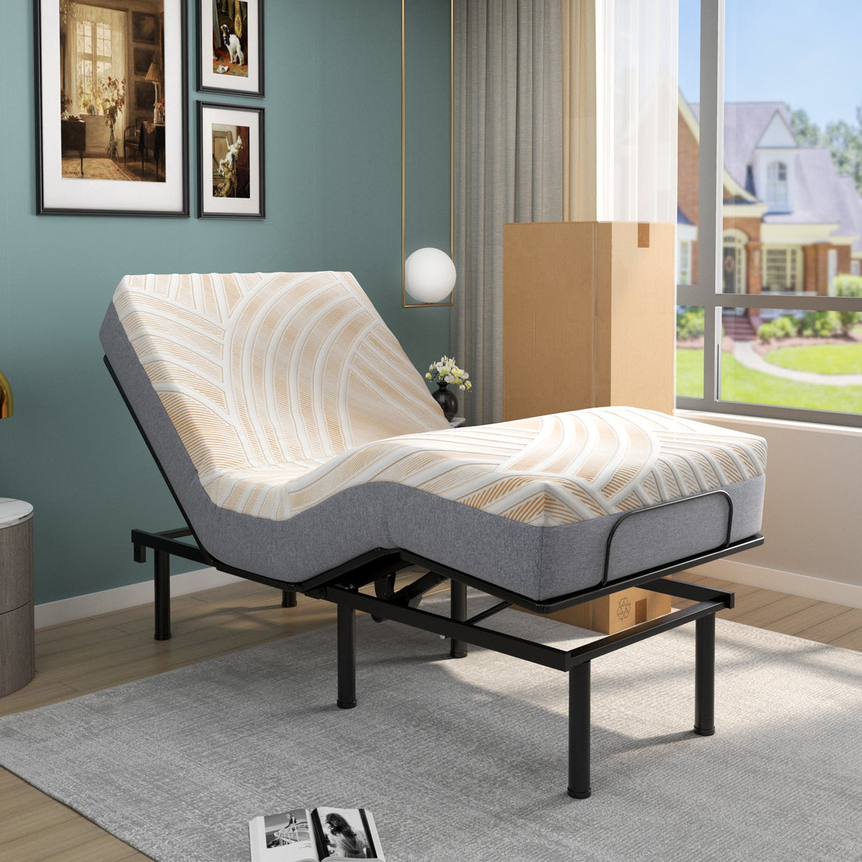 Colchón de espuma viscoelástica tamaño individual con cubierta de jacquard para base de cama ajustable