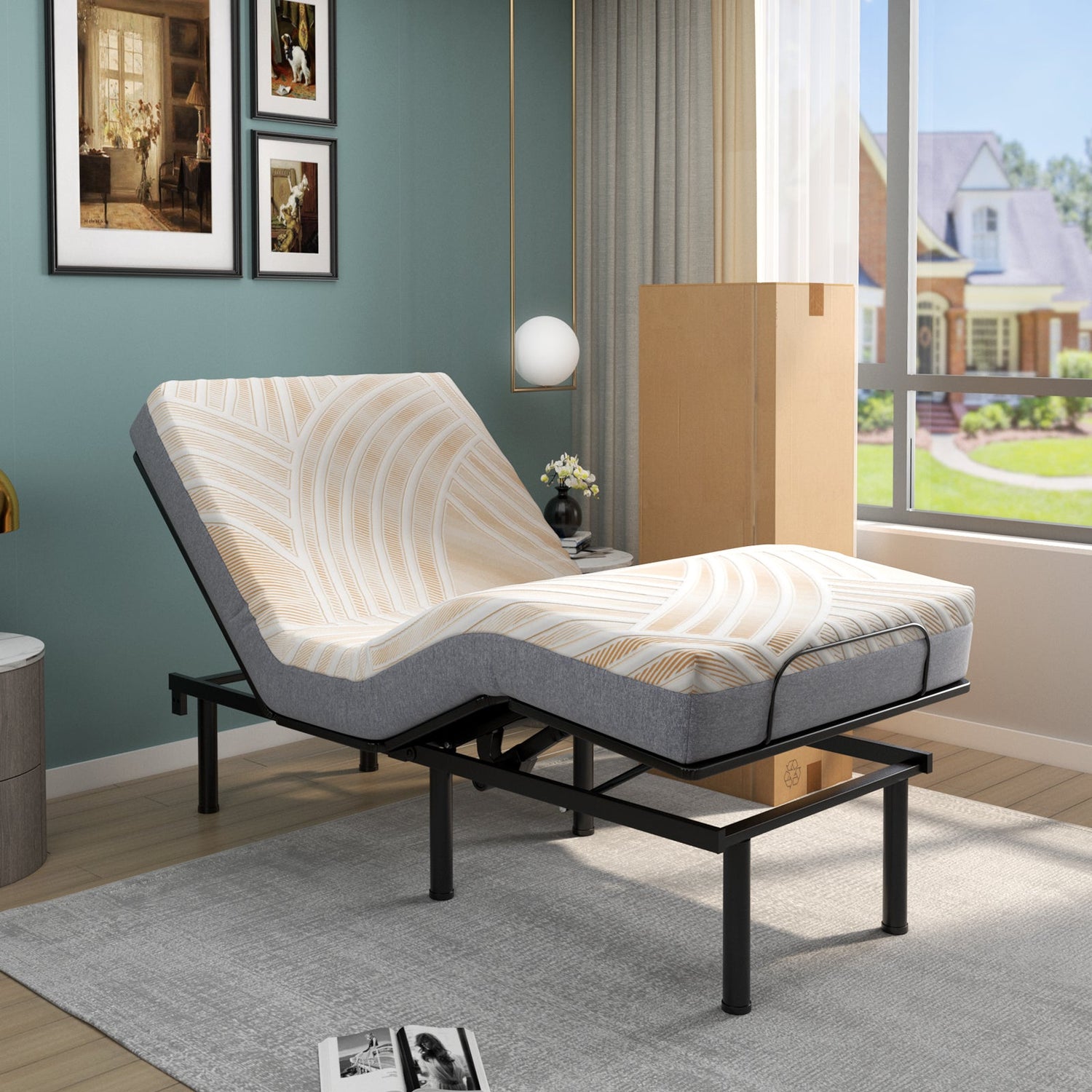 Colchón de espuma viscoelástica tamaño individual con cubierta de jacquard para base de cama ajustable