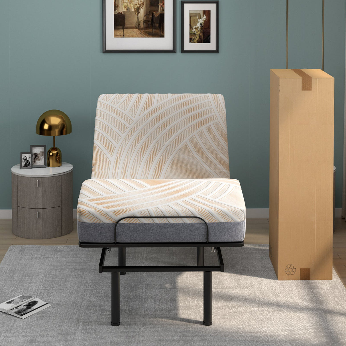 Colchón de espuma viscoelástica tamaño individual con cubierta de jacquard para base de cama ajustable