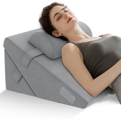 Juego de 3 almohadas ortopédicas de cuña con espuma viscoelástica ventilada