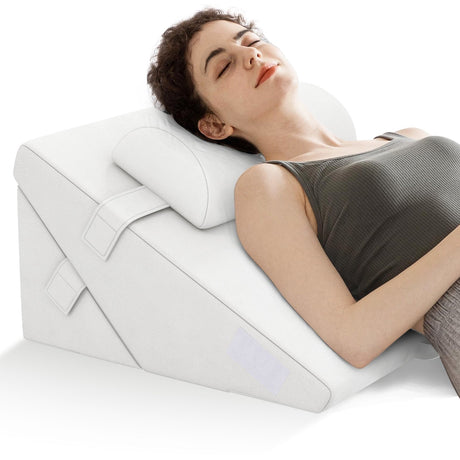 Juego de 3 almohadas ortopédicas de cuña con espuma viscoelástica ventilada